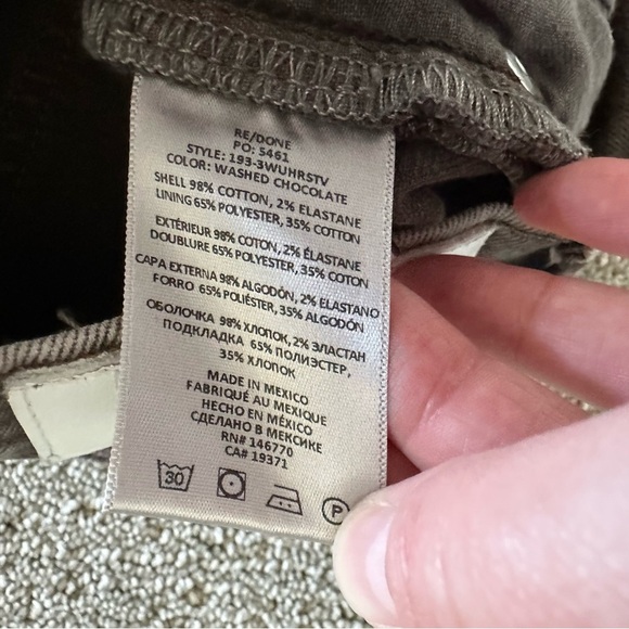 Re/Done Originals 70s Ultra‎ High Rise Stove Pipe Leg Washed Chocolate 24 - Picture 4 of 10